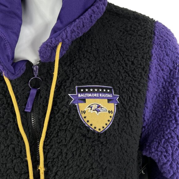 NFL Team Apparel NWT Baltimore Ravens L Sherpa Fleece Sweatshirt Black Full Zip - Picture 7 of 16